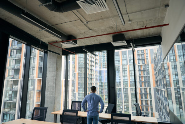 Modern UK office with commercial air conditioning system installed for employee comfort
