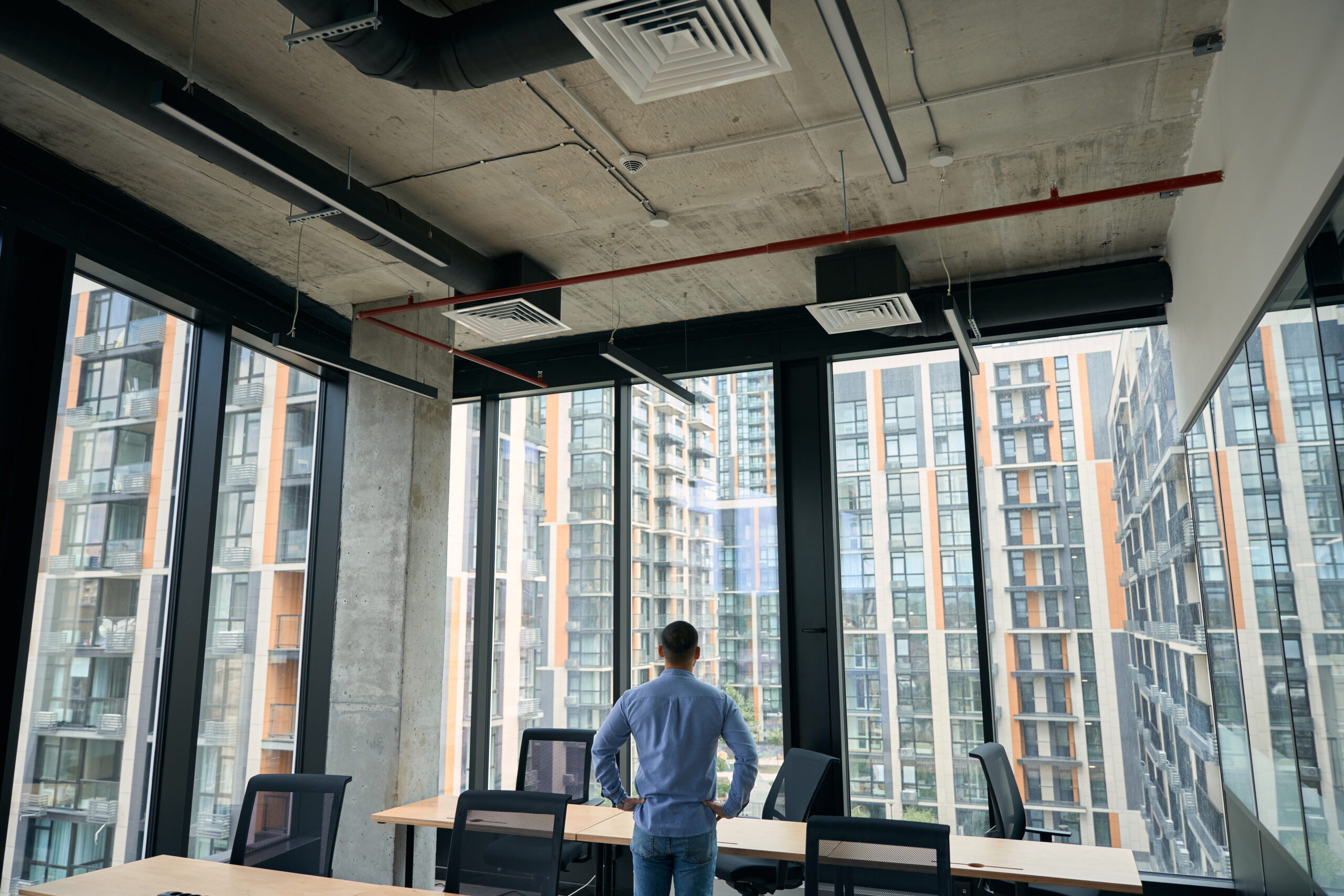 Modern UK office with commercial air conditioning system installed for employee comfort